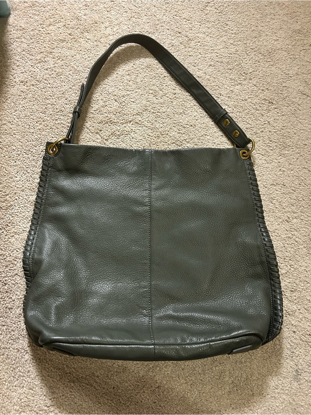 Classic Women's Leather HOBO International Moondance Bag Olive Green Whipstitch